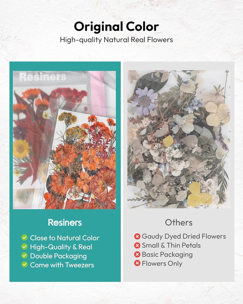 Resiners Dried Flowers, 100Pcs Pressed Flowers for Craft Real Natural Dried Flowers Dry Leaves Kit for DIY Making Crafts Resin Soap Candle Scrapbook Supplies Card Making Jewelry - Image 3